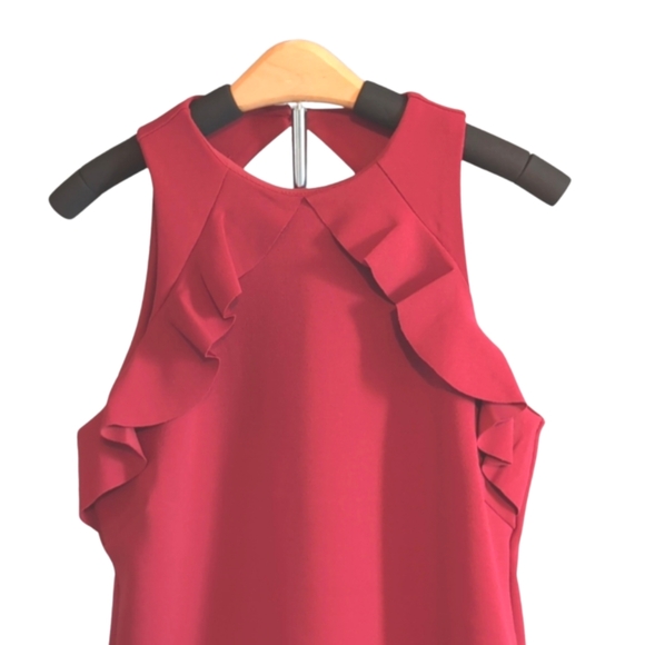 Old Navy Red Dress Size S Ruffle Shoulder Peek-a-Boo Back Excellent Condition - Picture 2 of 8